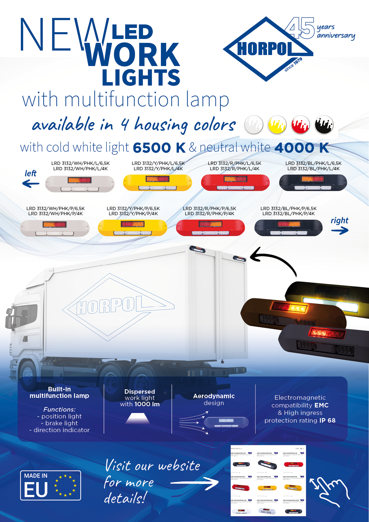 Horpol LED work lamps with multifunction light