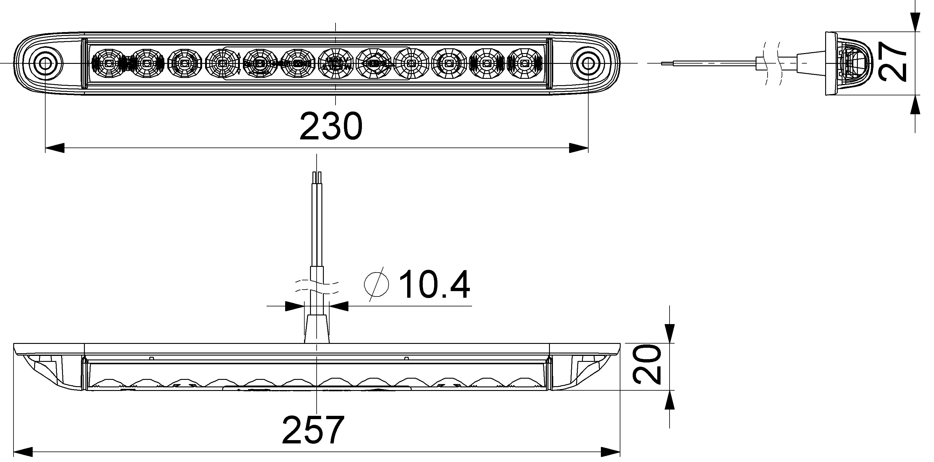 Static rear direction indicator LKD 2249/ST Horpol